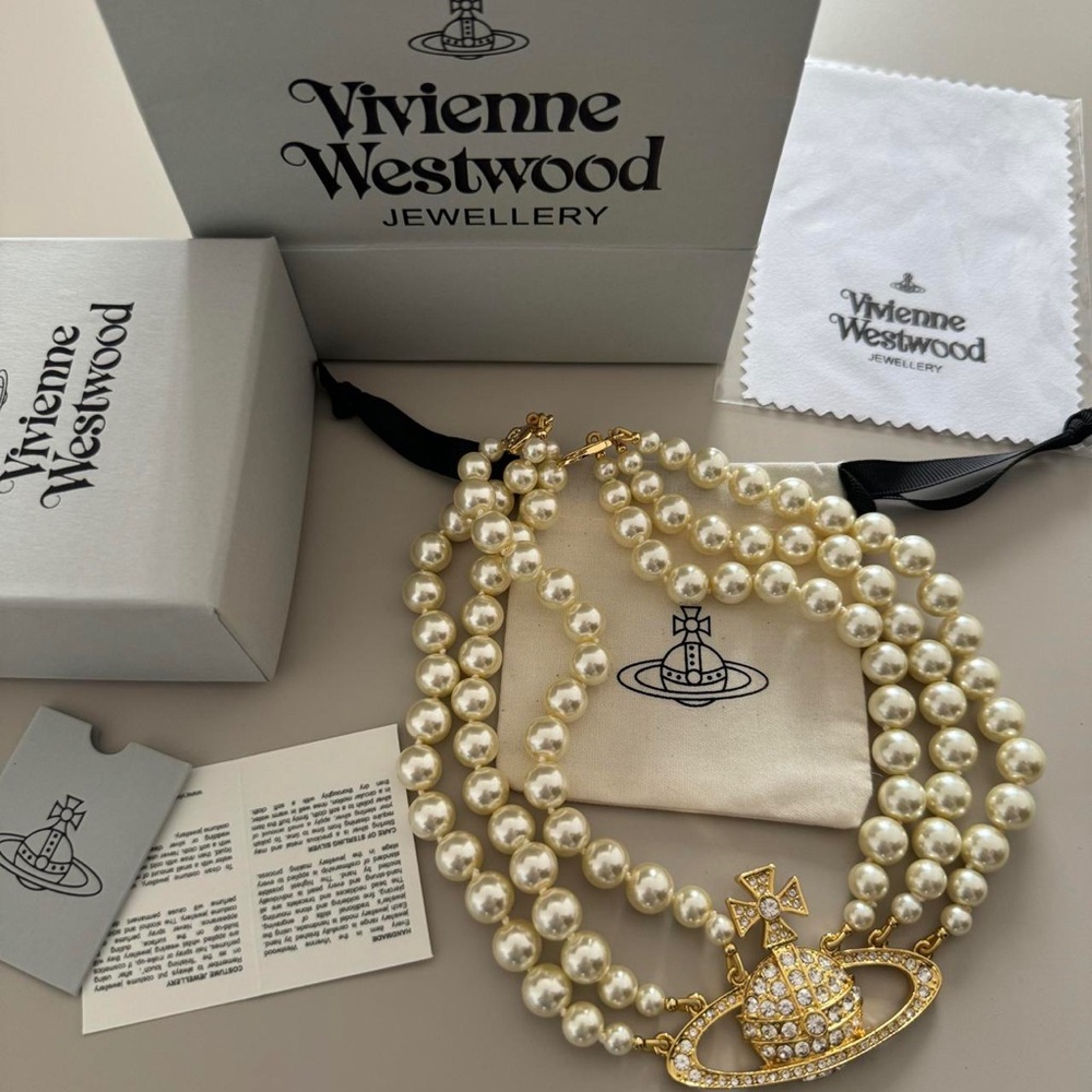 Vivienne Westwood Pearl Necklace with Gold Orb